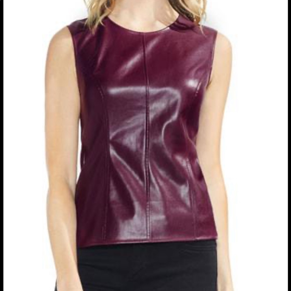 Vince Camuto Faux Leather Panel Tank
